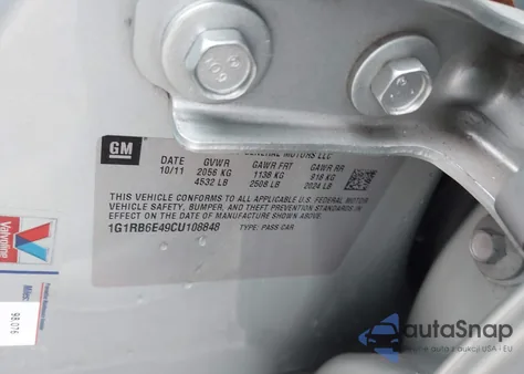 2012 Chevrolet Volt z USA, uszkodzony, nr VIN 1G1RB6E49CU108848
